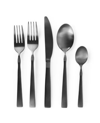 Cravat 20 Piece Flatware Utensil Set, Stainless Steel Silverware Metal Service for 4 in Matte Black