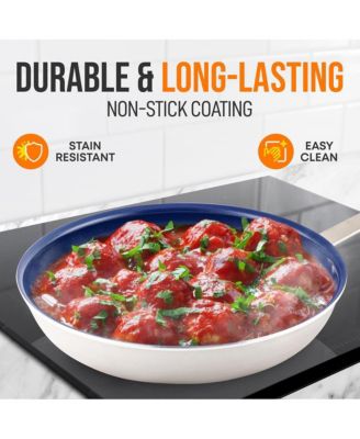 12'' Large Fry Pan with Lid - Non-stick Pan with Silicone Handle, Ceramic Coating Inside