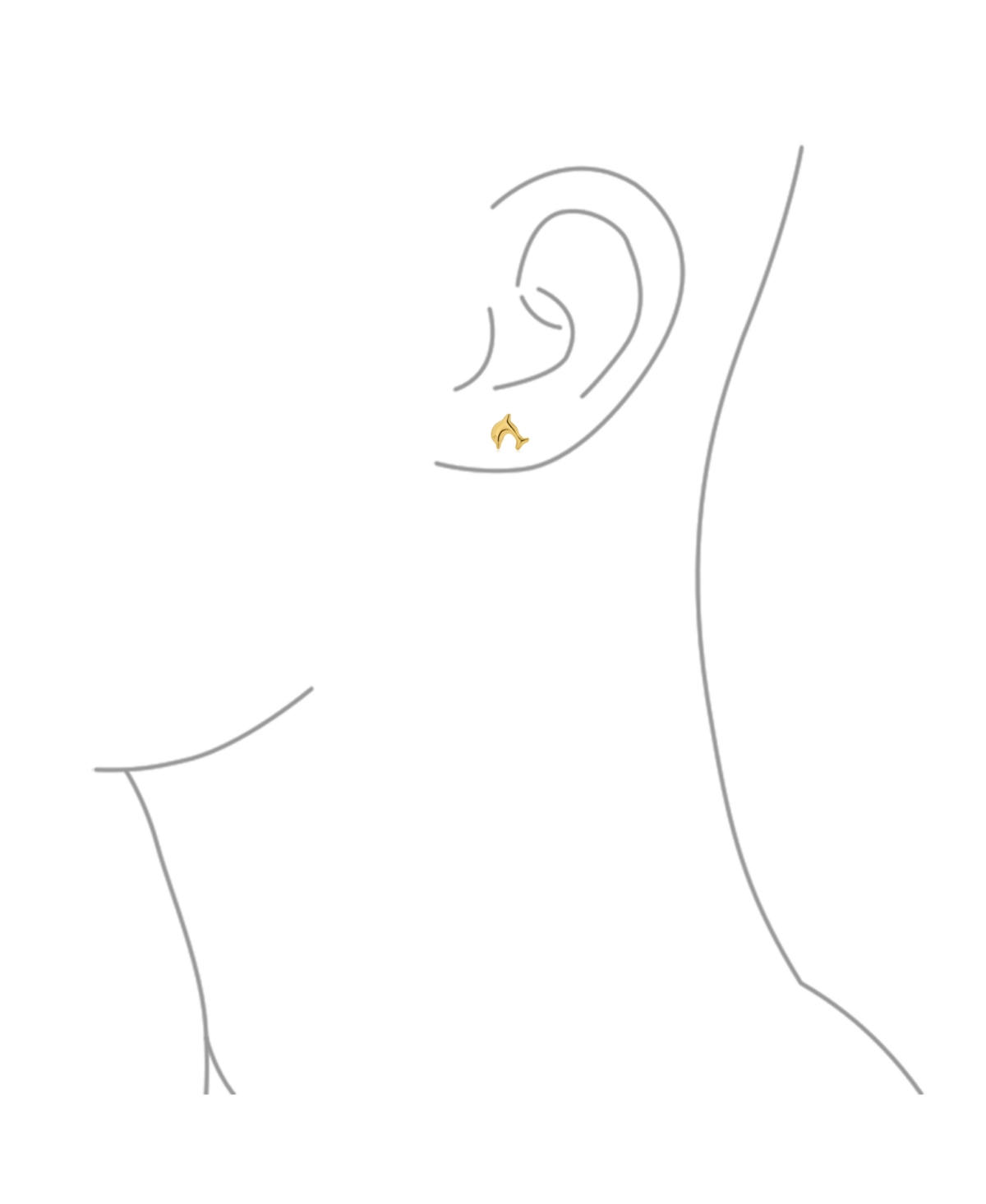 Bling Jewelry Tiny Daith Vacation Nautical Dolphin Yellow 14KCartilage Ear Lobe Piercing Stud Earring 1 Piece Helix For Women Push Back - Gold