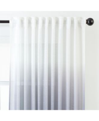 Premium 2-Panel Gradient Ombre Faux Belgian Flax Semi Sheer Curtains - for Windows Living Room Bedroom - Partial See Through Drapes for Privacy and Home52 x 63 Inches Long - Black Gray