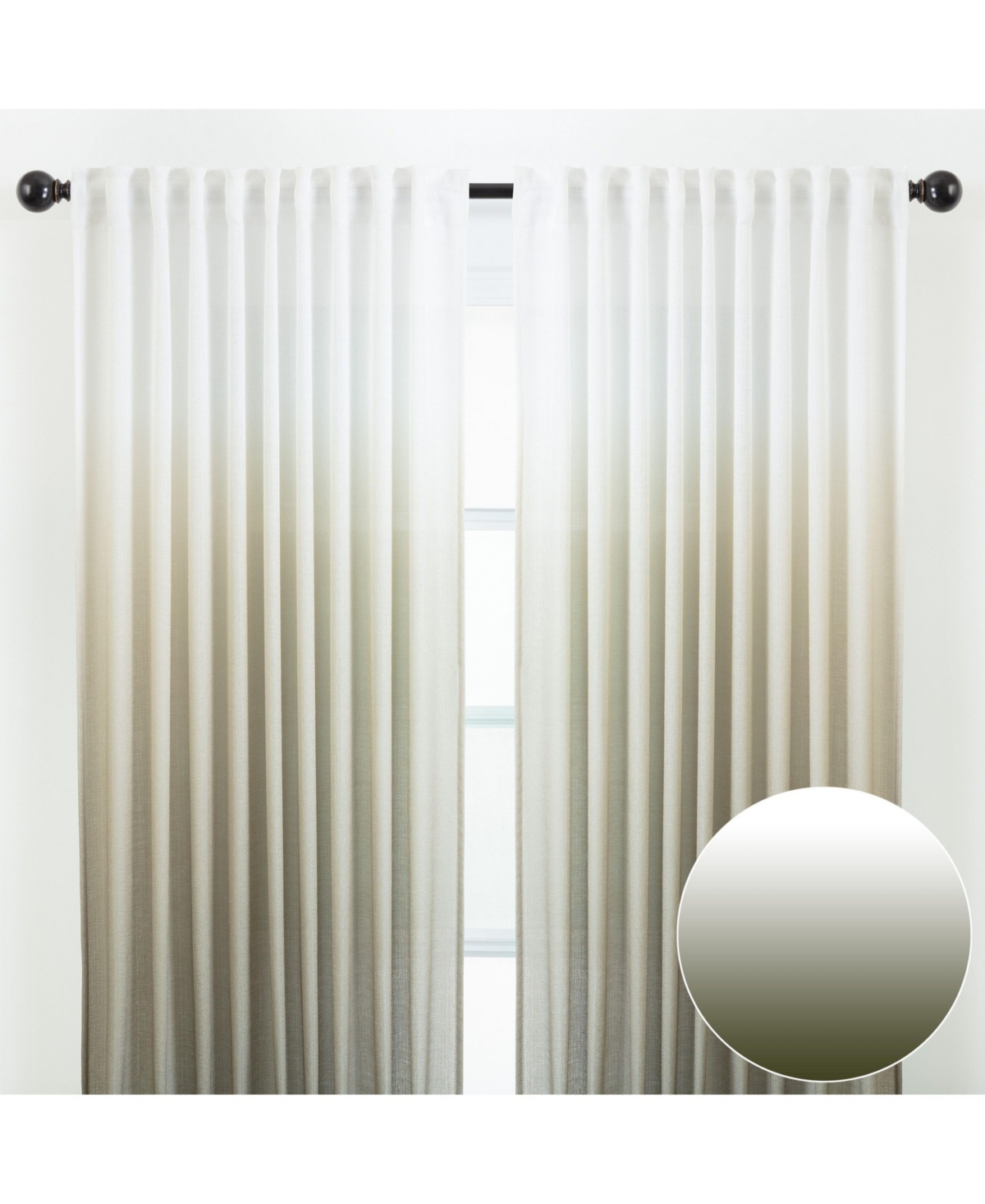 Chanasya Premium 2-Panel Gradient Ombre Faux Belgian Flax Semi Sheer Curtains - for Windows Living Room Bedroom - Partial See Through Drapes for Priva