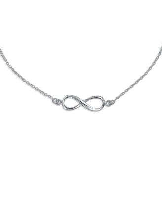 Infinity Figure Eight Love Knot Charm Anklet Link Ankle Bracelet .925 Sterling Silver Adjustable 9 To 10 Inch With Extender
