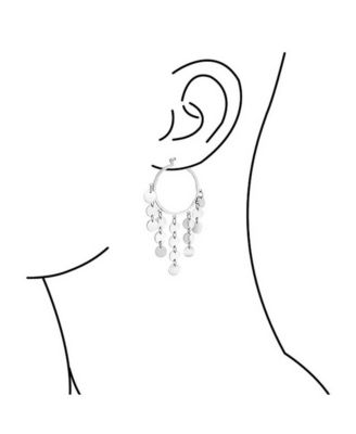 Fashion Boho Sequin Coin Dangle Hoop Huggie Earrings Silver Tone Rose Gold Plated