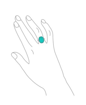 Fleur Dis Lis Large Natural Stones Filigree Oval Armor Full Finger Statement Ring Oxidized .925 Sterling Silver