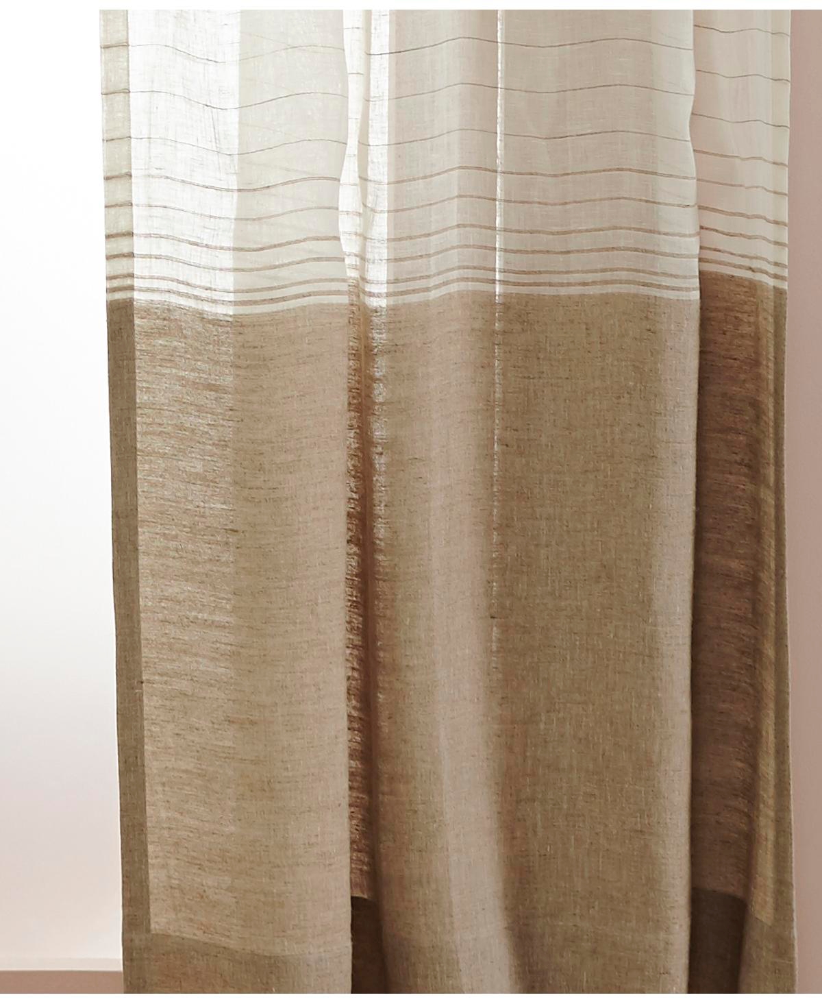 Ihi Home Retro Linen Sheer Curtain Panel - Rod Pocket and Hidden Back Tabs - Ivory-natural