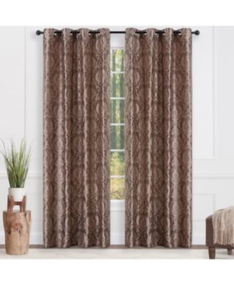 Premium Damask Pattern Luxury Curtains - Panels with Grommets - Elegant Jacquard Classy Design - Room Darkening 2 Panel Set
