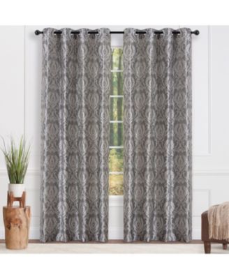Premium Damask Pattern Luxury Beige Curtains - 108 Inch Panels with Grommets - for Living Room Windows Bedroom Kitchen Dining - Elegant Jacquard Classy Design - Room Darkening 2 Panel Set