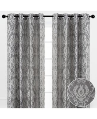 Premium Damask Pattern Luxury Beige Curtains - 108 Inch Panels with Grommets - for Living Room Windows Bedroom Kitchen Dining - Elegant Jacquard Classy Design - Room Darkening 2 Panel Set