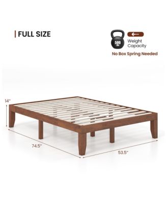 14'' Full Size Wooden Platform Bed Frame w/ Strong Slat Support Brown Cherry