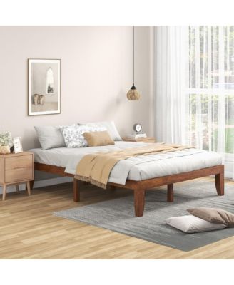 14'' Full Size Wooden Platform Bed Frame w/ Strong Slat Support Brown Cherry