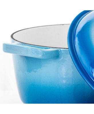 5 Quarts Round Enameled Cast Iron Casserole with Lid in Blue