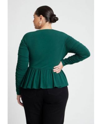 Women's Plus Size Shirred Peplum Top