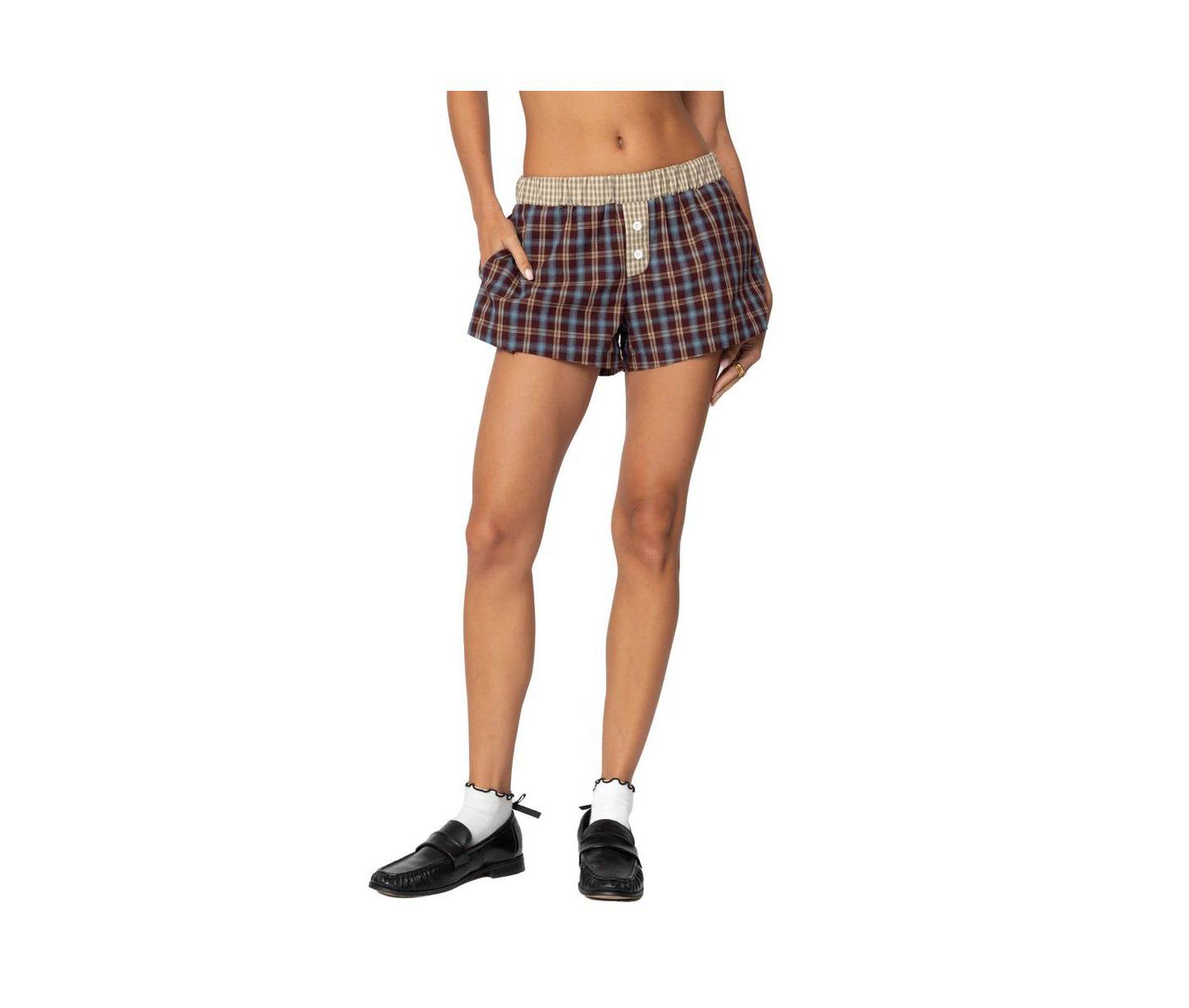 Женские трусы Edikted Mixed Plaid Boxer Shorts — фото 1