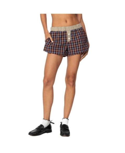 Женские трусы Edikted Mixed Plaid Boxer Shorts