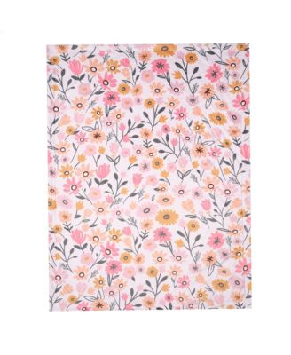 Little Garden Soft Luxurious Pink Floral Warm Fleece Baby Blanket