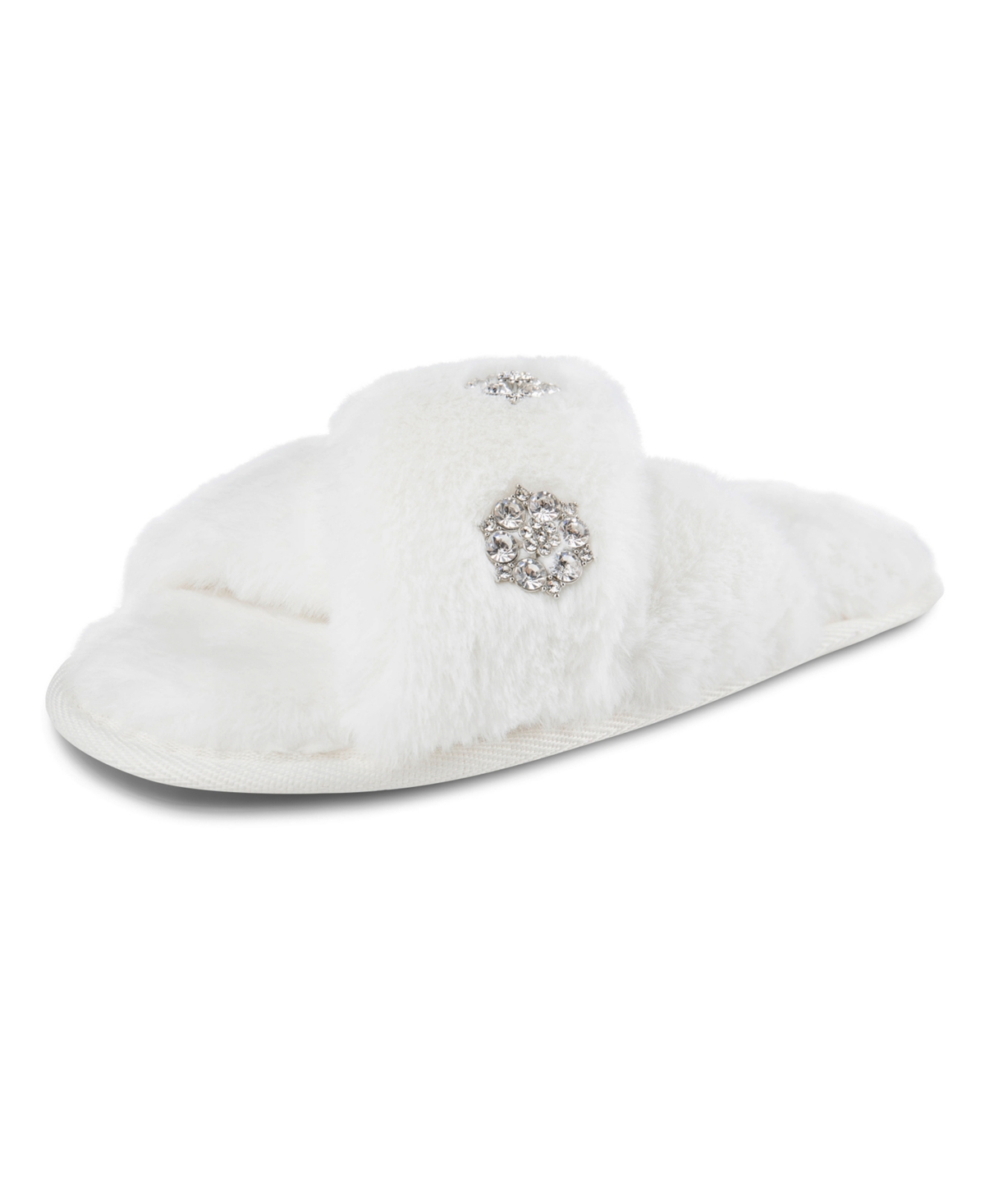 Jessica Simpson Women's Embellished Cross Band Slide Slippers In Ivory