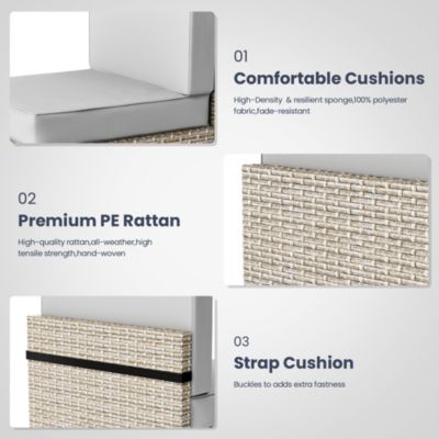 Gray 7-Piece Wicker Outdoor Sectional Set with Coffee Table and Cushions