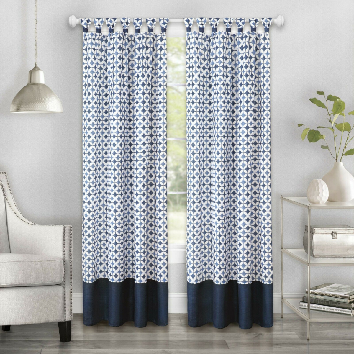 Kate Aurora Modern Chic Geometric Tab Top Window Curtain Panels (2 Pack)