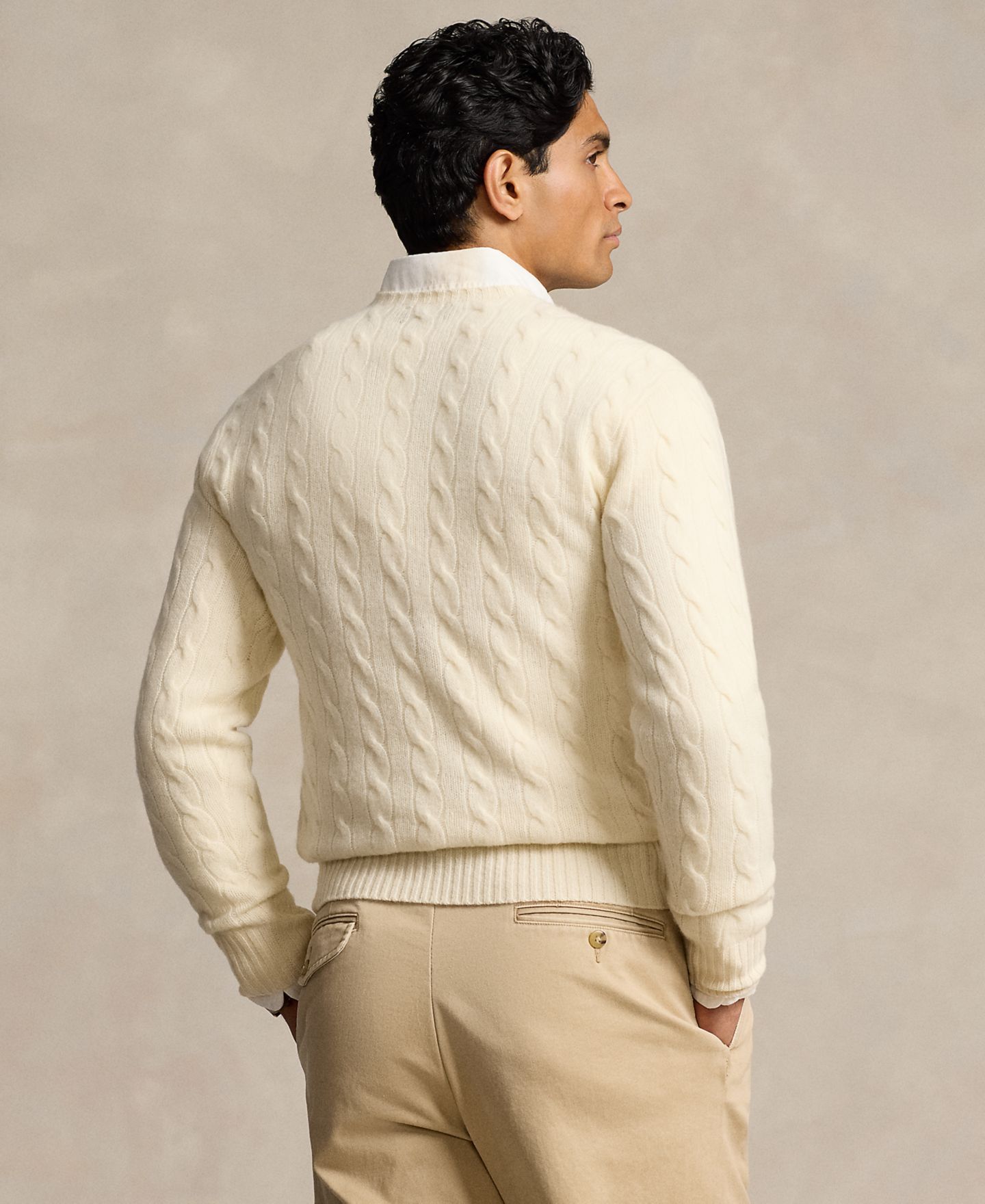 Мужской свитер Polo Ralph Lauren Wool-Cashmere Cable-Knit, цвет: Кремовый — фото 4