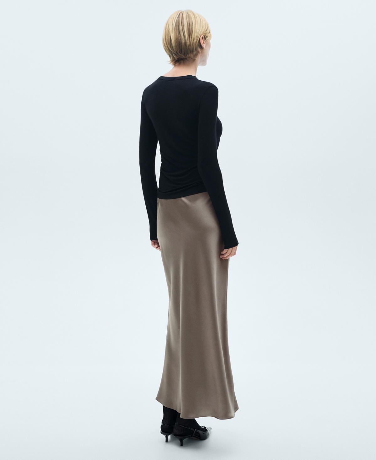 Shop Mango Women's Midi Satin Skirt In Medium Brown