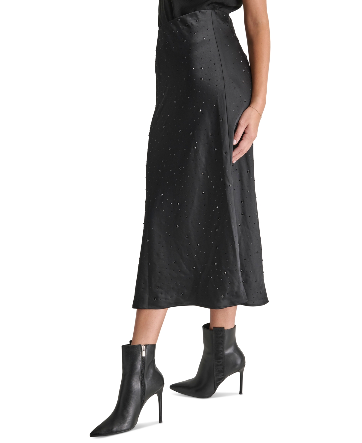 Dkny Jeans Women's Rhinestone Midi Slip Skirt