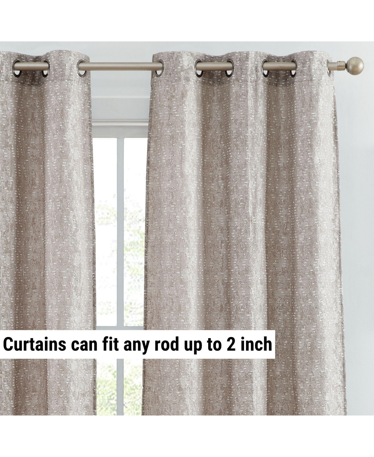 Hlc.me Avalon Jacquard Slub Texture - Privacy Curtains with Grommet Lightweight Window Curtain Panels, Set of 2