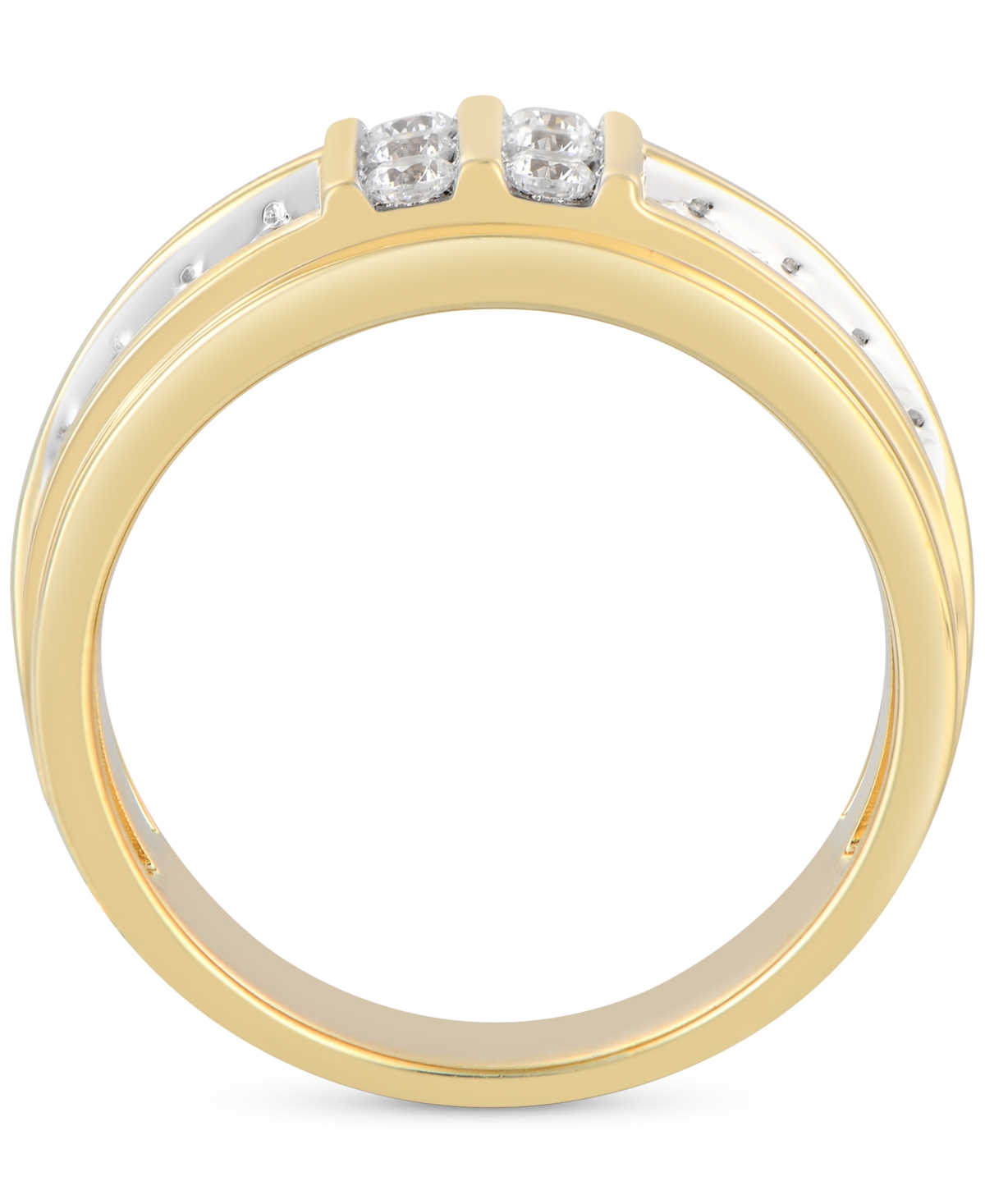 Macy's Men's Diamond Multirow Channel-set Ring (1 Ct. T.w.) In 10k Gold In Gold
