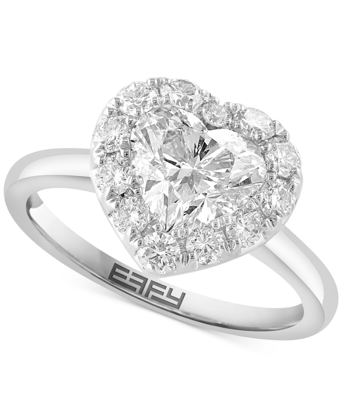 Effy Collection Effy Lab Grown Diamond Heart & Round Halo Ring (2-1/10 Ct. T.w.) In 14k White Gold In White Gold