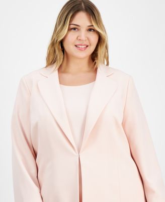 Plus Size Elongated Blazer Dress Suit Set