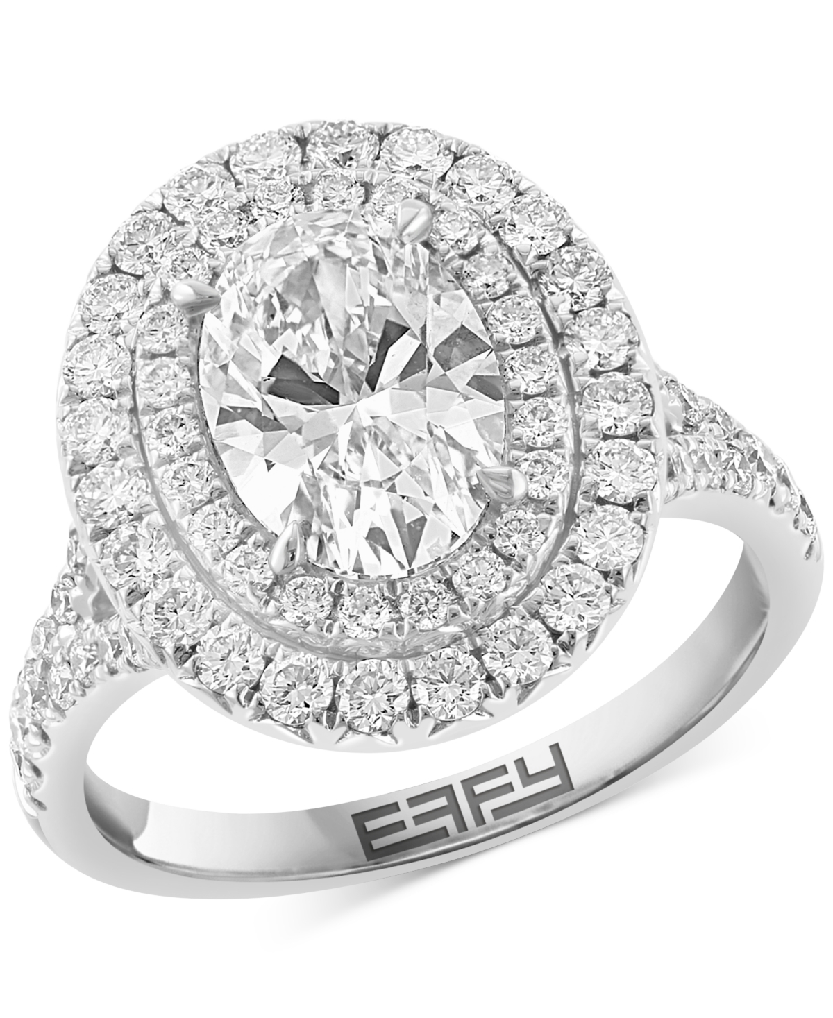 Effy Lab Grown Diamond Oval & Round Double Halo Ring (2-7/8 ct. t.w.) in 14k White Gold - White Gold