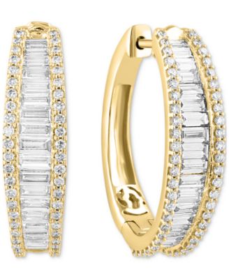 EFFY Collection - Lab Grown Diamond Baguette & Round Hoop Earrings (2-3/8 ct. t.w.) in 14k White Gold