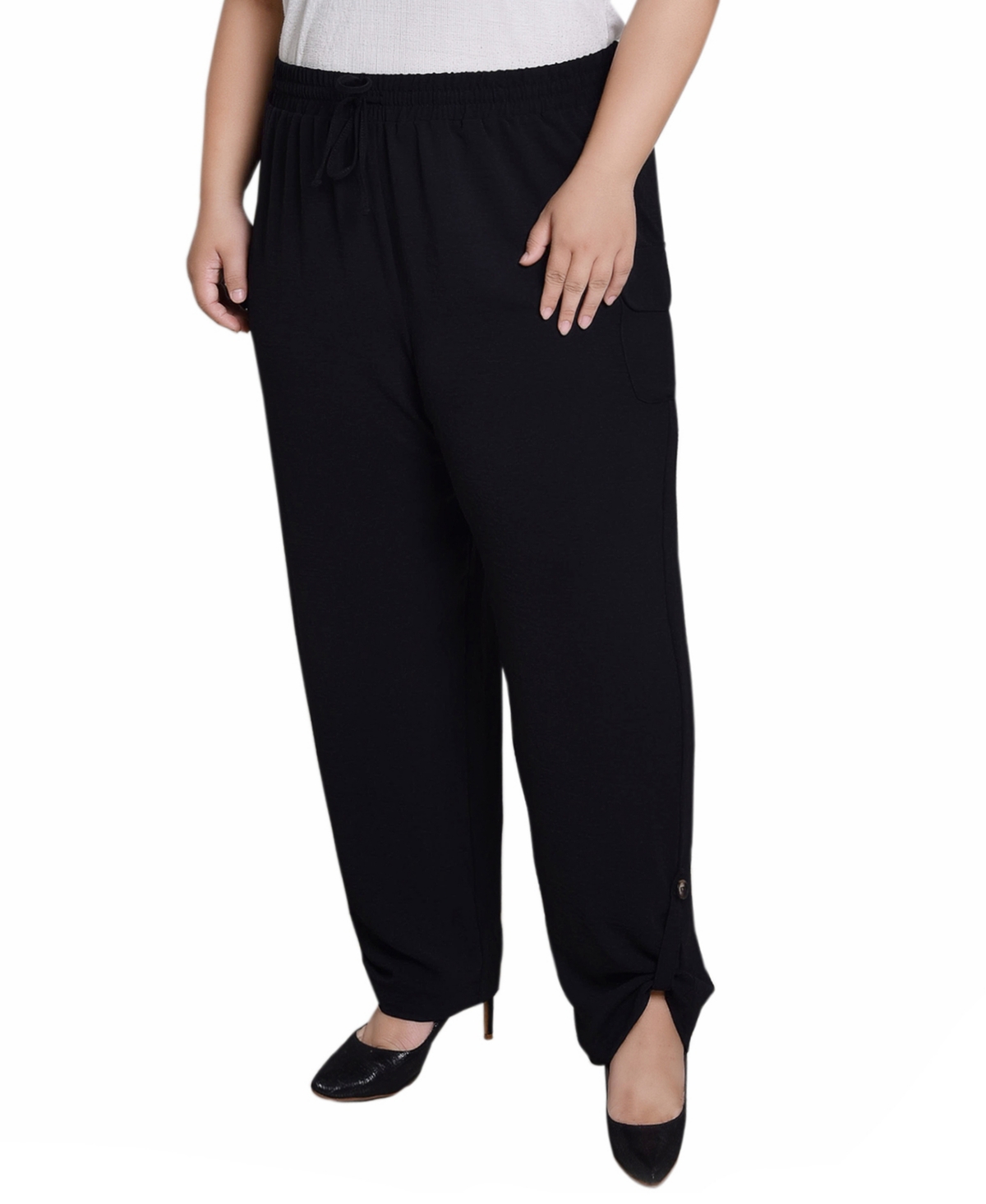 Ny Collection Plus Size Cuffed Long Pants In Black
