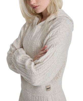 Women's Cable-Knit Pullover Hooded Sweater