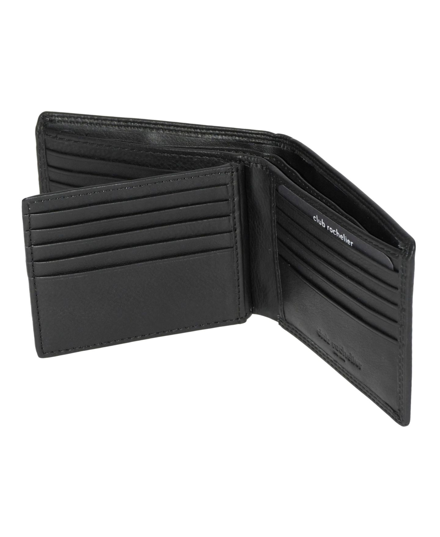 Мужской кошелёк Club Rochelier Slim Fold Wallet with Center Wing, цвет: Чёрный — фото 4