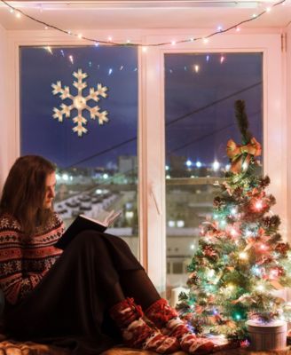 16.75" Lighted Snowflake Christmas Window Silhouette Decoration