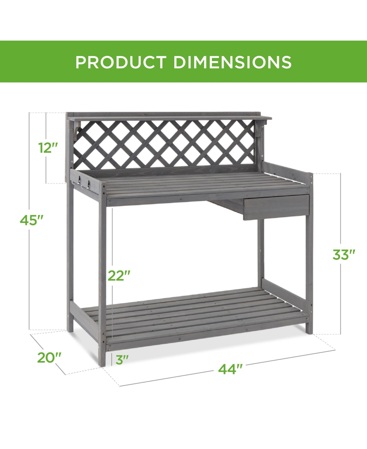 Best Choice Products Outdoor Wooden Garden Potting Bench, Workstation Table w/ Cabinet Drawer, Open Shelf