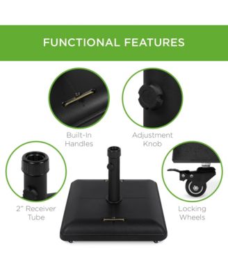 81lb. Heavy Duty Square Concrete Rolling Patio Umbrella Base Stand w/ Locking Wheels