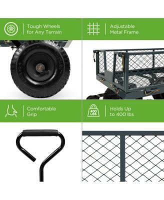 Heavy-Duty Steel Garden Utility Wagon Cart with 400lb Capacity and Removable Sides
