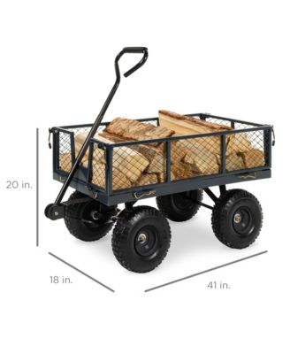 Heavy-Duty Steel Garden Utility Wagon Cart with 400lb Capacity and Removable Sides