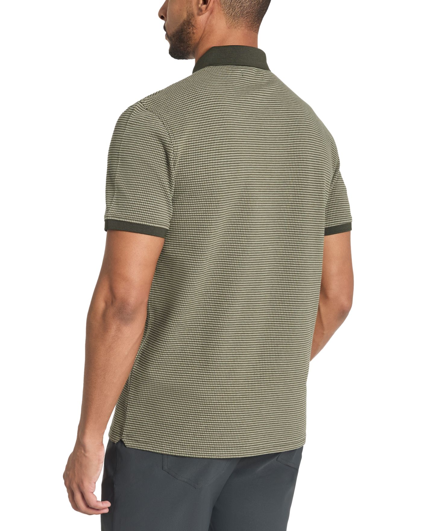Мужское поло Kenneth Cole Slim-Fit 4-Way Stretch Textured-Knit Polo Shirt, цвет: Зелёный — фото 2