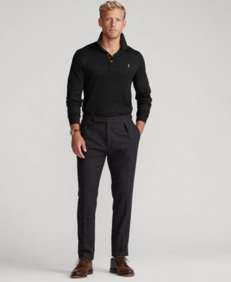 Men's Classic-Fit Long Sleeve Soft Cotton Polo Shirt