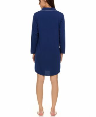 Women's Deborah Long Sleeve Notch Knit Sleepshirt Nightgown