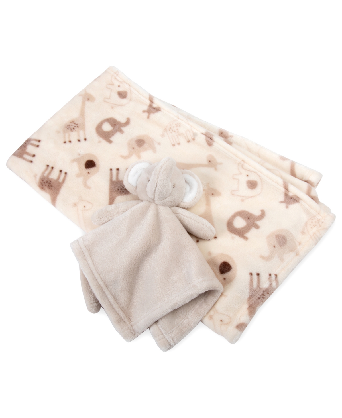 JESSICA SIMPSON BABY BOYS ZOO ANIMAL BLANKET WITH ELEPHANT LOVEY, 2-PIECE SET 