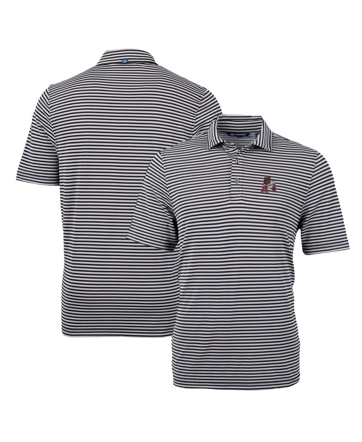 Cutter & Buck Men's Arkansas Razorbacks Throwback Logo Virtue Eco Pique Stripe Polo In Black