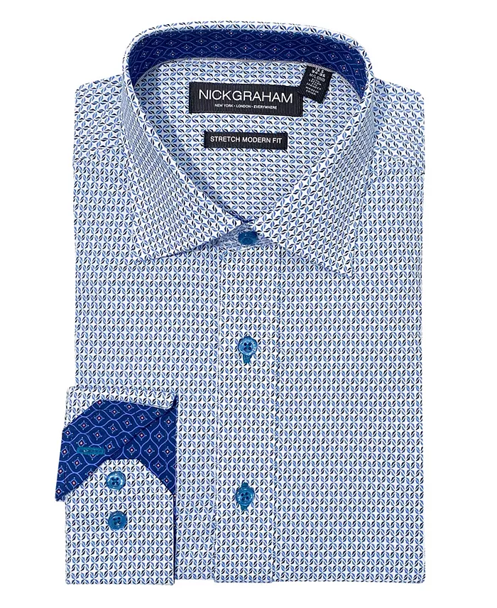 Men's Modern Fit Star Floral Medallion Dress Shirt