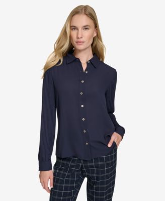 Tommy Hilfiger - Women's Pleat-Sleeve Button-Front Shirt