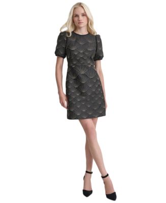 DKNY Women's Puffed-Sleeve Brocade-Texture Mini Dress - Macy's