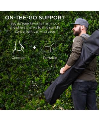 9ft Portable Heavy-Duty Steel Hammock Stand w/ Built-In Wheel, Case, Weather-Resistant Finish