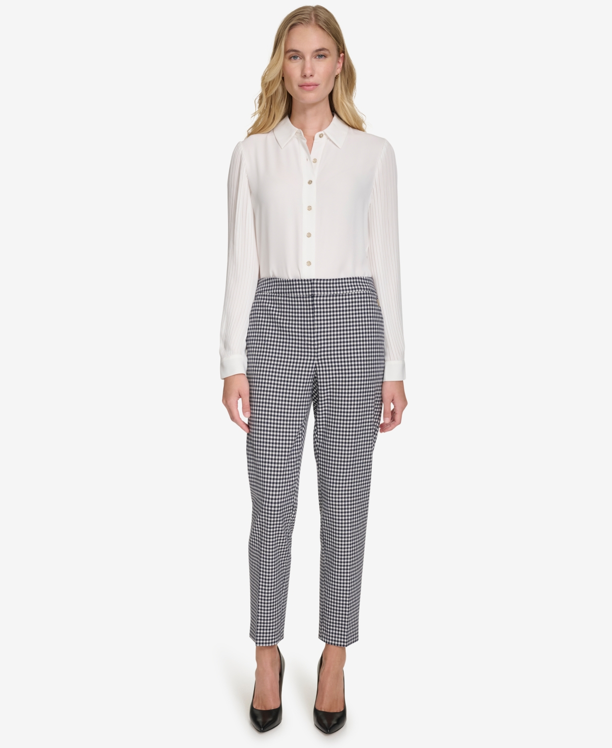 Tommy Hilfiger Women's Gingham Sloane Mid-Rise Ankle Pants -ivr