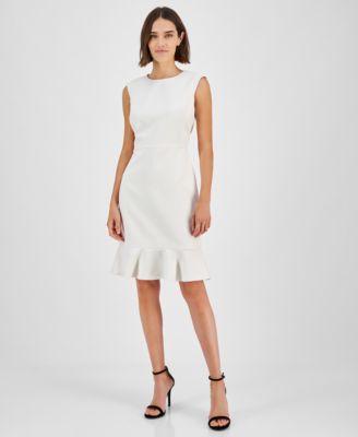 Anne Klein - Women's Extended-Shoulder Ruffled-Hem Dress